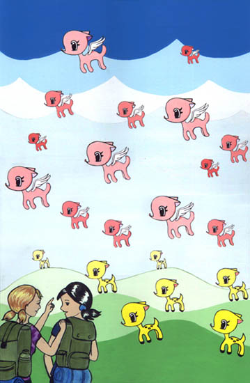 Fifties style and Pop Art Paintings and drawings by Eric Adler and Liz Wong
